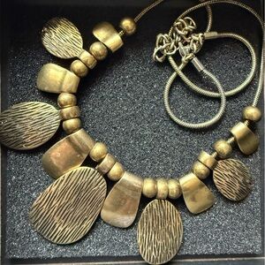 Textured Brass Statement Necklace